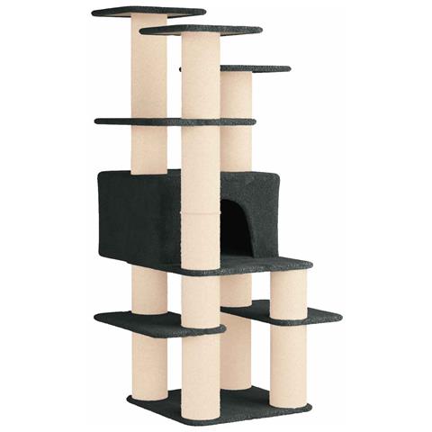 Albero per gatti con pali per graffiare in sisal Grigio Scuro - Foto 1
