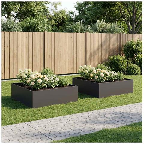 Vaso da giardino 2 pz Nero 80 x 80 x 30 cm - Foto 2