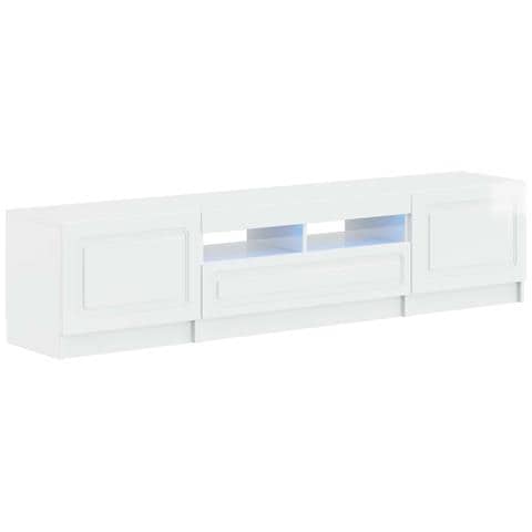 Mobile TV LED a 5 pezzi Bianco Lucido Legno ingegnerizzato - Foto 1