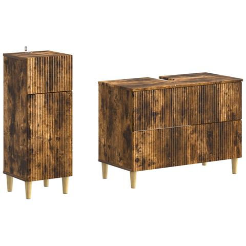 Set di Armadi da Bagno da 2 Pezzi ARNHEM Rovere Fumo - Foto 1