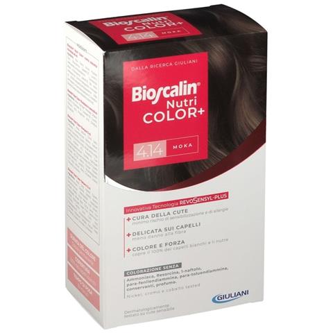 Bioscalin Nutricolor Plus 4,14 Moka Crema Colorante 40 ml + Rivelatore Crema 60 ml + Shampoo 12 ml + Trattamento Finale Balsamo 12 ml - Foto 1