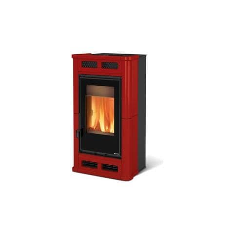 Stufa a Legna in Maiolica Potenza Termica Nominale 8.3 kW 238 m³ Riscaldabili Colore Bordeaux - Foto 1
