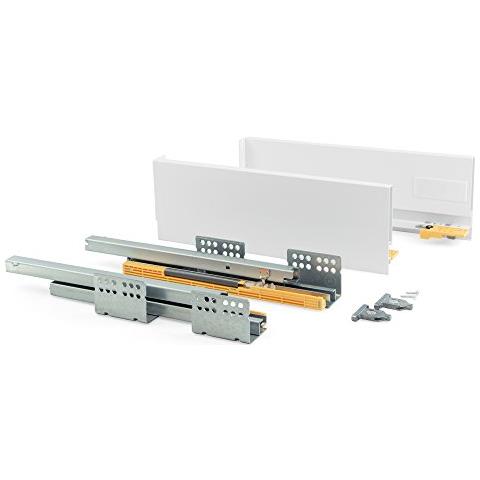 Kit Cassetto Cucina O Bagno Con Guide Ad Estrazione Totale E Chiusura Soft, Altezza 138mm E Profondità 300mm, Bianco - Foto 1