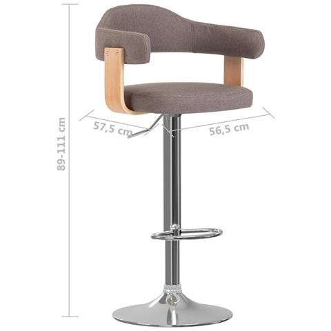 Sgabelli Da Bar 2 Pz Grigio Talpa In Tessuto E Legno Curvo - Foto 2