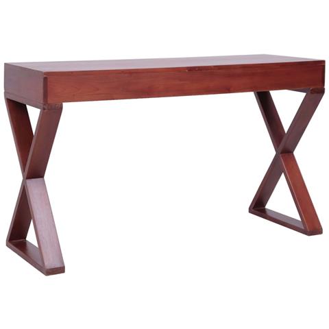Scrivania Per Pc Marrone 115x47x77 Cm Legno Massello Di Mogano - Foto 2