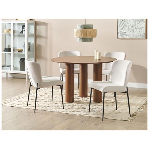 Set Di 2 Sedie Tessuto Bianco Sporco Ada - Foto 1