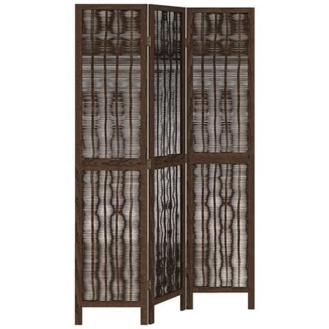 Divisorio Ambienti 3 Pannelli Marrone Scuro Massello Paulownia - Foto 2
