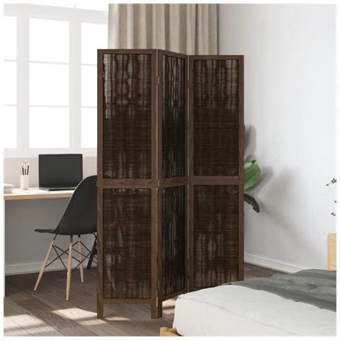 Divisorio Ambienti 3 Pannelli Marrone Scuro Massello Paulownia - Foto 3
