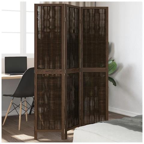 Divisorio Ambienti 3 Pannelli Marrone Scuro Massello Paulownia - Foto 1
