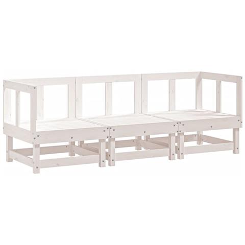 Set Salotto Da Giardino 3 Pz Bianco In Legno Massello Di Pino - Foto 1
