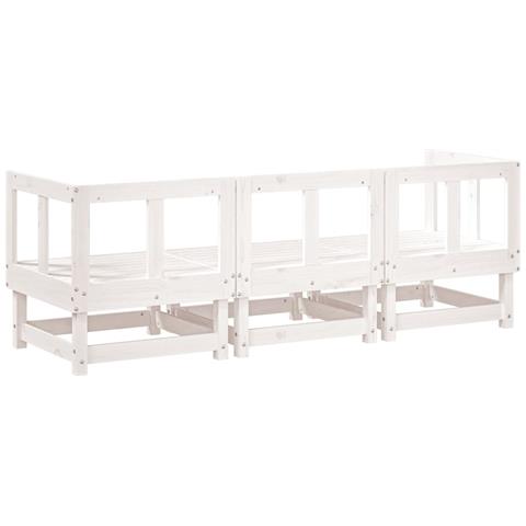 Set Salotto Da Giardino 3 Pz Bianco In Legno Massello Di Pino - Foto 2