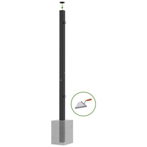 Set 2 Pali In Ferro Dario 8x8cm H. 250cm Nero Opaco - Foto 2