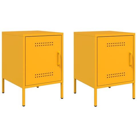 Comodini 2 Pz Giallo Senape 36x39x50,5 Cm In Acciaio - Foto 1