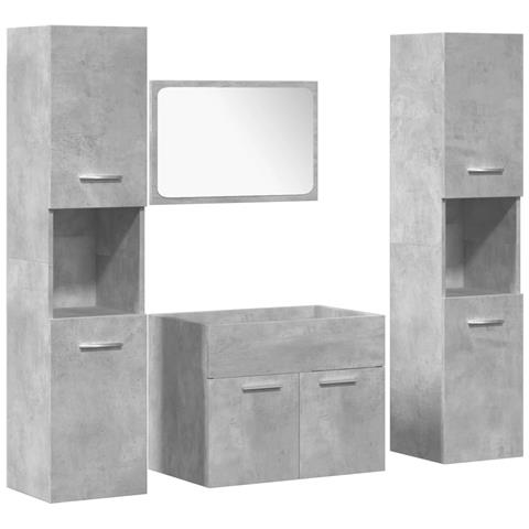 Set Mobili Da Bagno 4 Pz Grigio Cemento In Legno Multistrato - Foto 2