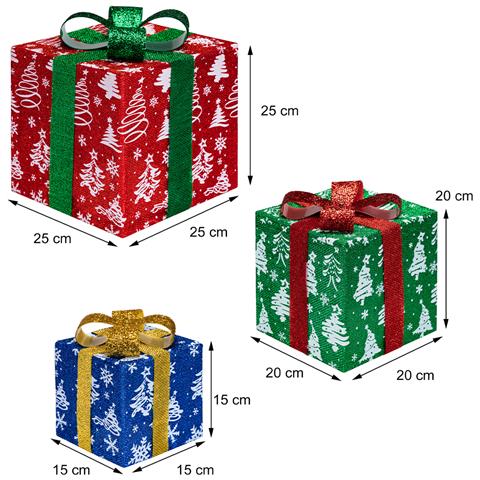 Set 3 Pacchetti Pacchi Regalo Natalizi Luminosi Natale Multicolore Bianco Caldo - Foto 2