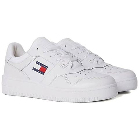 Retro Basket Sneakers Pelle Scarpe Uomo Bianco Eu 45, Em0em01395 Ybr - Foto 1
