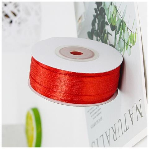 Nastro Di Raso Rosso - Confezione Regalo Festiva E Nastro Per Artigianato  L - Foto 3