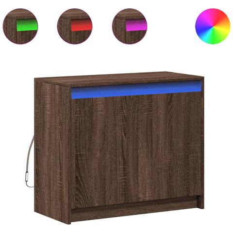 Credenza con LED Rovere Marrone 72x34x61 cm Legno Multistrato - Foto 1