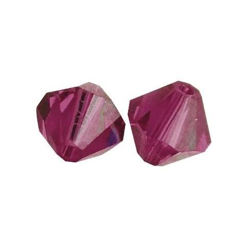 25 Pezzi - Perle Di Cristallo ""swarovski"" Forma Rombo Ø4mm - Colore Fucksia - Foto 1