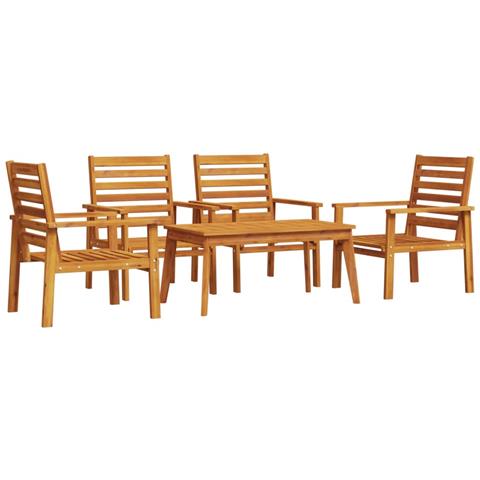 Set Salotto Da Giardino 5 Pz In Legno Massello Di Acacia - Foto 2