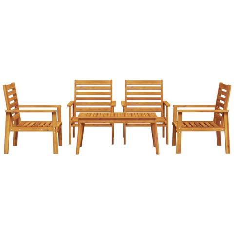 Set Salotto Da Giardino 5 Pz In Legno Massello Di Acacia - Foto 3