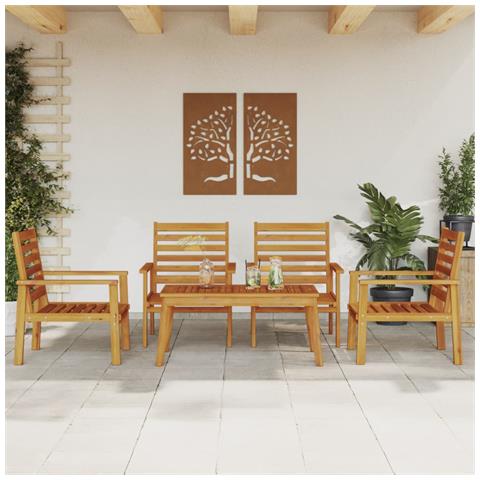 Set Salotto Da Giardino 5 Pz In Legno Massello Di Acacia - Foto 1