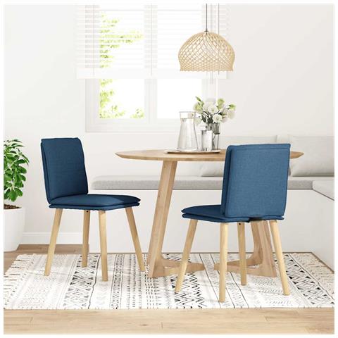 Sedie Da Pranzo 2 Pz Blu In Tessuto - Foto 2