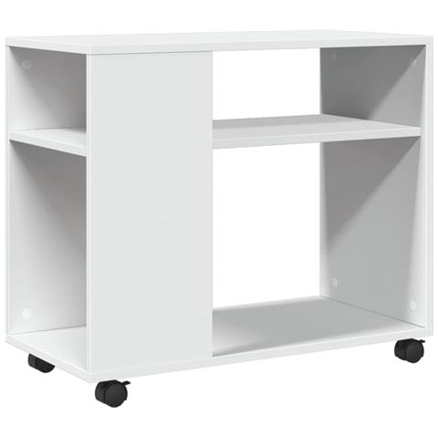 Tavolino Con Ruote Bianco 70x35x60 Cm In Truciolato - Foto 2