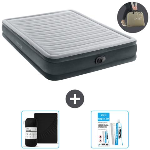 Set Materassino Gonfiabile - 203x152x33 Cm - Lichtgrijs - Include Accessori Coordinati Cb18 - Foto 1