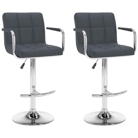 Lusso Casadino - Sgabelli Da Bar 2 Pz Grigi In Similpelle - Foto 2