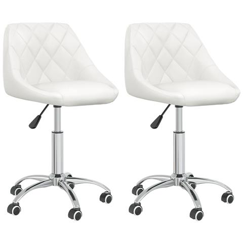 Sedie Da Pranzo Girevoli 2 Pz Bianche In Similpelle - Foto 1