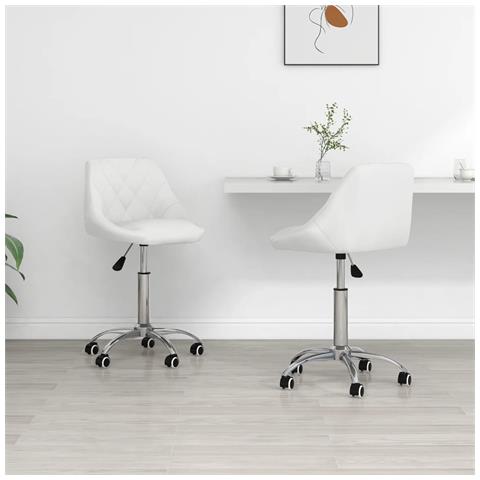 Sedie Da Pranzo Girevoli 2 Pz Bianche In Similpelle - Foto 8