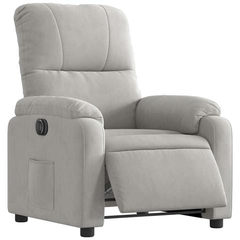 Poltrona Reclinabile Elettrica Grigio Chiaro Tessuto Microfibra - Foto 2