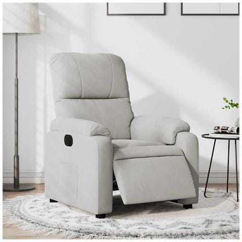 Poltrona Reclinabile Elettrica Grigio Chiaro Tessuto Microfibra - Foto 8