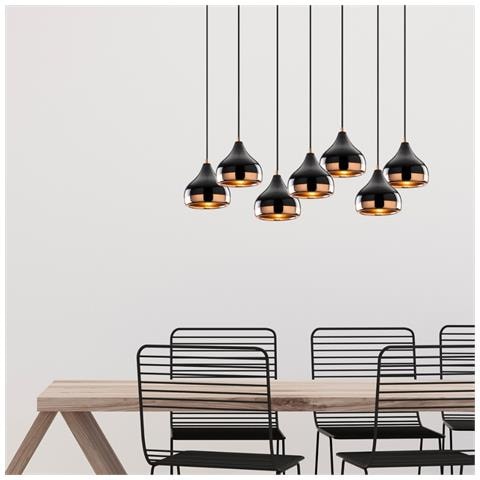 Maya Lampada A Sospensione In Filo Nero E Rame 7 Luci - Foto 2