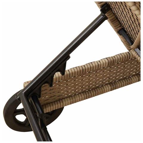 Lettino Prendisole con Ruote e Cuscino in Polyrattan Beige - Foto 9