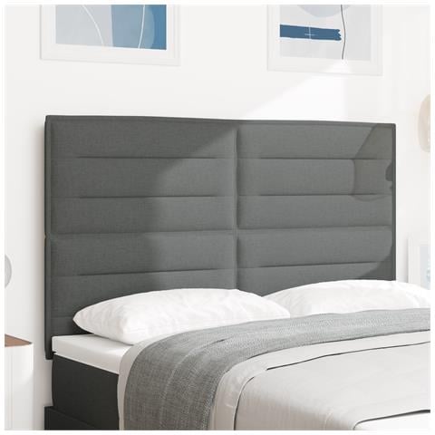 Testiera Design Linee Grigio Scuro 160 cm Tessuto - Foto 2