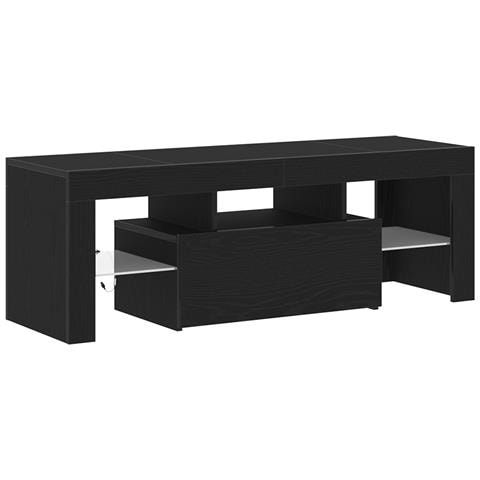 Mobile TV  con luci LED - Nero Rovere 120x35x40 cm - Foto 1