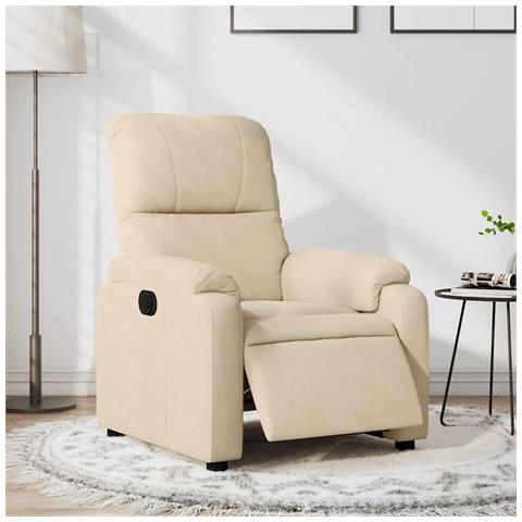 Poltrona Reclinabile Elettrica Crema in Tessuto di Microfibra - Foto 2