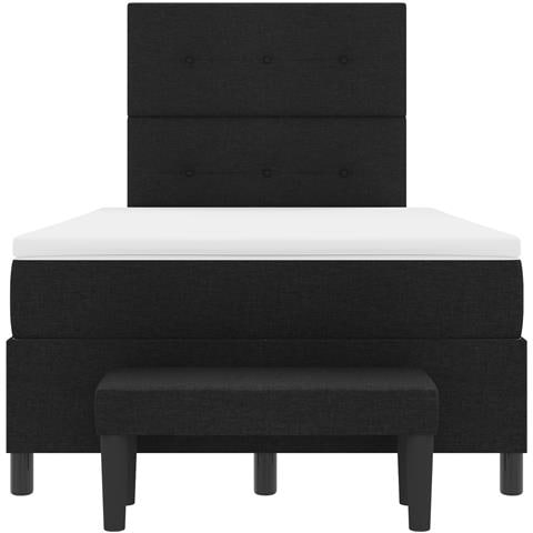 Letto Box Spring con Materasso e Panchina Nera 120x190 cm Tessuto - Foto 9