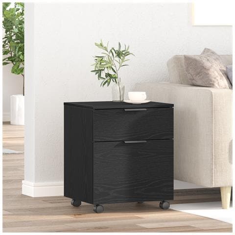 Armadio Mobile con Ruote  Nero Rovere 45x38x54 cm - Foto 2