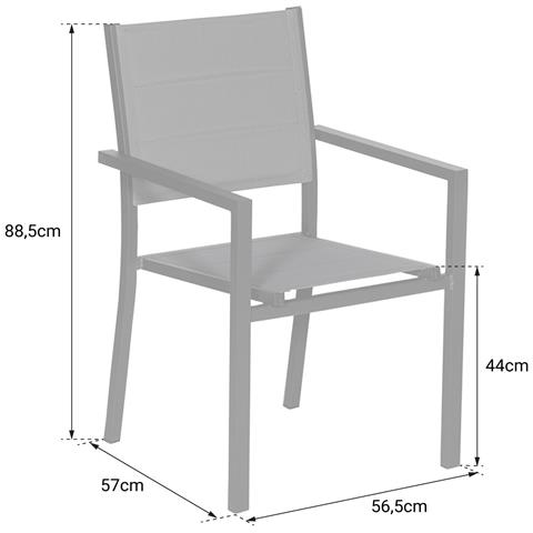 Set Di 4 Sedie Imbottite In Alluminio Antracite - Textilene Grigio - Foto 2