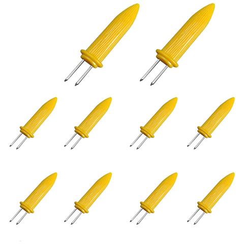 Set Di Supporti Per Mais In Acciaio Inossidabile 8,3 Cm Gialli 10 Pezzi - Foto 1