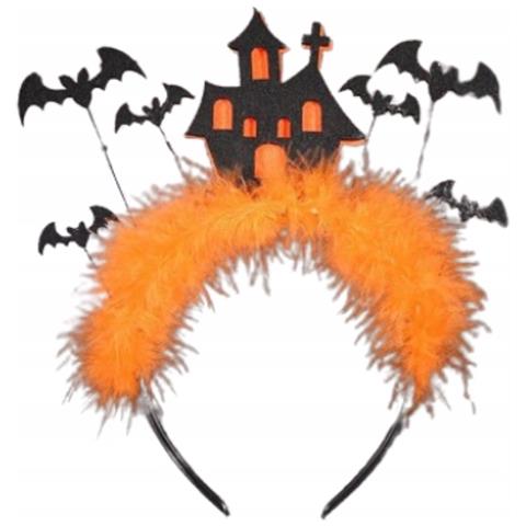 Cerchietto Per Capelli Di Halloween Con Pipistrelli, Piume E Casa - Foto 1