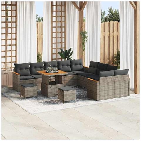 Set Divano da Giardino con cuscino 13 pcs Grigio Poly Rattan - Foto 2