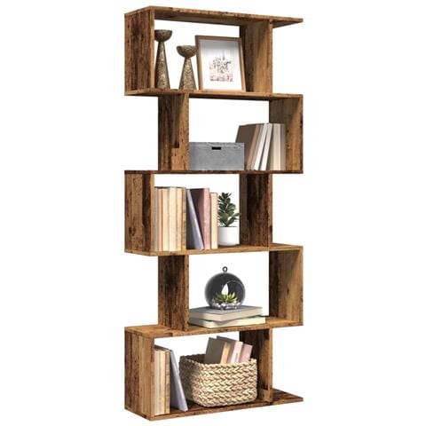 Libreria Divisorio 5Ripiani Legno Antico 70x24x161cm Truciolato - Foto 2