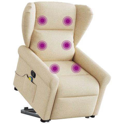Poltrona Alzapersona Massaggiante Reclinabile Crema in Tessuto - Foto 1