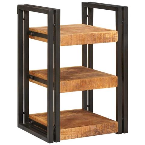 Comodino Marrone e nero 38 x 33 x 58 cm Legno di mango massello - Foto 1