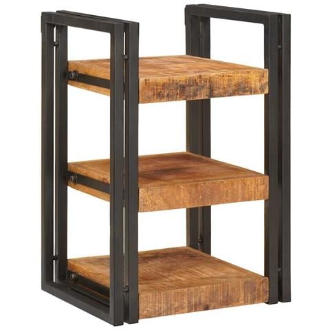 Comodino Marrone e nero 38 x 33 x 58 cm Legno di mango massello - Foto 2