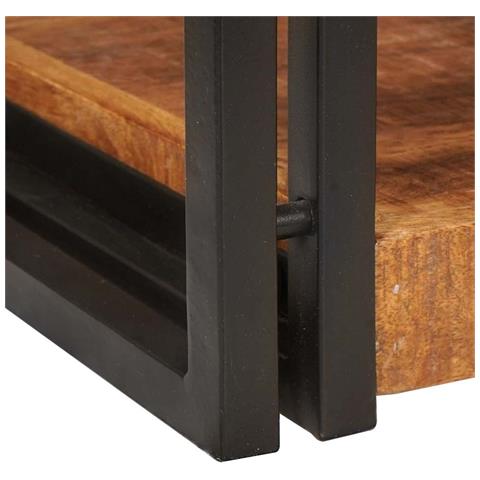 Comodino Marrone e nero 38 x 33 x 58 cm Legno di mango massello - Foto 9